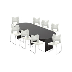 6ft, 8ft, 10ft Racetrack Conference Table and Chair (6621) Set