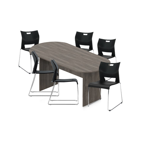 6ft, 8ft, 10ft Racetrack Conference Table and Chair (6621) Set