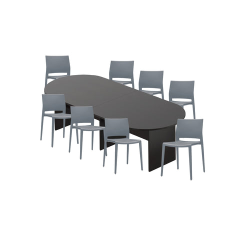 6ft, 8ft, 10ft Racetrack Conference Table and Chair (6751) Set