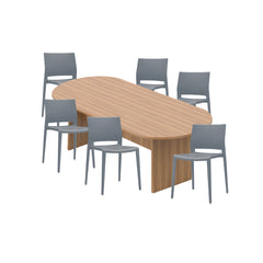 6ft, 8ft, 10ft Racetrack Conference Table and Chair (6751) Set