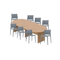 6ft, 8ft, 10ft Racetrack Conference Table and Chair (6751) Set