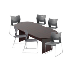 6ft, 8ft, 10ft Racetrack Conference Table and Chair (6621) Set