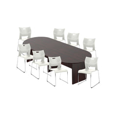 6ft, 8ft, 10ft Racetrack Conference Table and Chair (6621) Set
