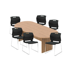 6ft, 8ft, 10ft Racetrack Conference Table and Chair (6711) Set