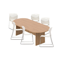 6ft, 8ft, 10ft Racetrack Conference Table and Chair (6711) Set