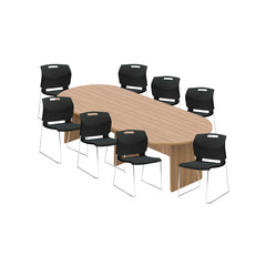 6ft, 8ft, 10ft Racetrack Conference Table and Chair (6711) Set