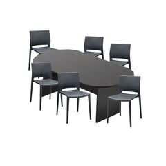 6ft, 8ft, 10ft Racetrack Conference Table and Chair (6751) Set