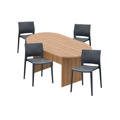 6ft, 8ft, 10ft Racetrack Conference Table and Chair (6751) Set