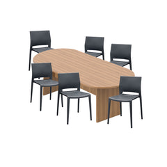 6ft, 8ft, 10ft Racetrack Conference Table and Chair (6751) Set