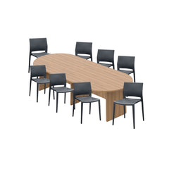 6ft, 8ft, 10ft Racetrack Conference Table and Chair (6751) Set