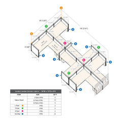 GOF Double 6 Person Separate Workstation Cubicle (10'D x 18'W x 4'H-W)