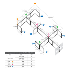 GOF Double 6 Person Separate Workstation Cubicle (10'D x 19.5'W x 4'H-W)