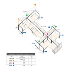 GOF Double 6 Person Workstation Cubicle (10'D x 19.5'W x 5'H)