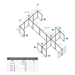 GOF Double 6 Person Workstation Cubicle (10'D x 19.5'W x 6'H)