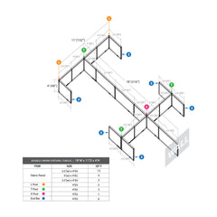 GOF Double 6 Person Workstation Cubicle (11'D x 18'W x 4'H)