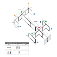 GOF Double 6 Person Workstation Cubicle (11'D x 18'W x 5'H)