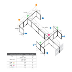 GOF Double 6 Person Workstation Cubicle (11'D x 19.5'W x 5'H)