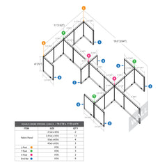 GOF Double 6 Person Separate Workstation Cubicle (11'D x 19.5'W x 6'H-W)