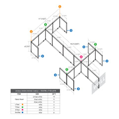 GOF Double 6 Person Workstation Cubicle (11'D x 19.5'W x 6'H)