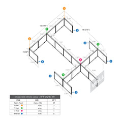 GOF Double 6 Person Workstation Cubicle (12'D x 18'W x 4'H)
