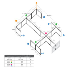 GOF Double 6 Person Workstation Cubicle (12'D x 18'W x 5'H)