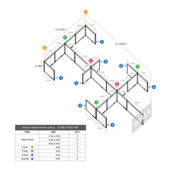 GOF Double 6 Person Separate Workstation Cubicle (12'D x 21'W x 4'H-W)
