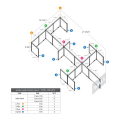 GOF Double 6 Person Separate Workstation Cubicle (12'D x 21'W x 5'H-W)