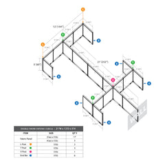GOF Double 6 Person Workstation Cubicle (12'D x 21'W x 5'H)