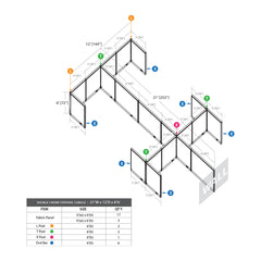 GOF Double 6 Person Workstation Cubicle (12'D x 21'W x 6'H)