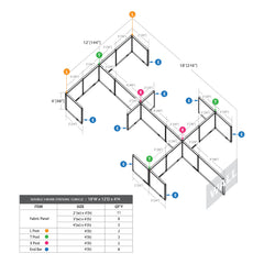 GOF Double 6 Person Separate Workstation Cubicle (C-12'D x 18'W x 4'H-W)