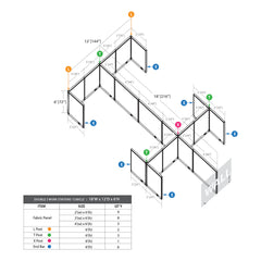 GOF Double 6 Person Workstation Cubicle (C-12'D x 18'W x 6'H)