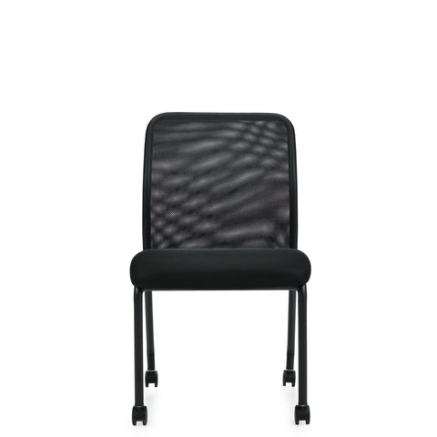 Armless Mesh Back Guest Chair with Casters