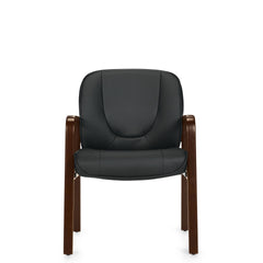 Luxhide Guest Chair with Wood Accents