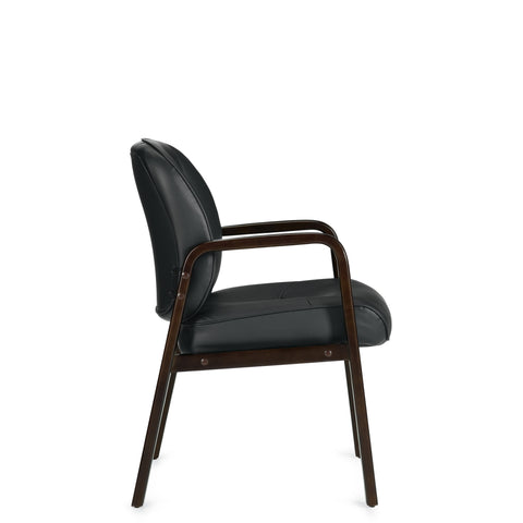 Luxhide Guest Chair with Espresso Wood Accents