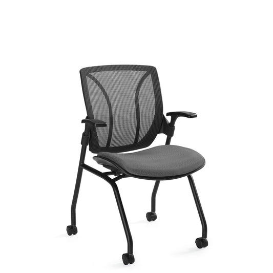 Customized Mesh Medium Back Nesting Chair with Arms
