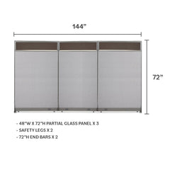 144"W Freestanding Partial Glass Partition