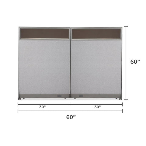GOF 60"W x 48”/60”/72”H, Straight Line Freestanding Partial Glass Partition Package