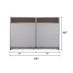 GOF 66"W x 48”/60”/72”H, Straight Line Freestanding Partial Glass Partition Package