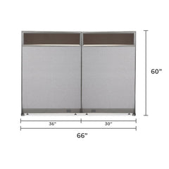 GOF 66"W x 48”/60”/72”H, Straight Line Freestanding Partial Glass Partition Package