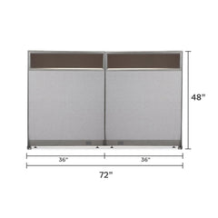 GOF 72"W x 48”/60”/72”H, Straight Line Freestanding Partial Glass Partition Package