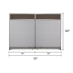 GOF 72"W x 48”/60”/72”H, Straight Line Freestanding Partial Glass Partition Package