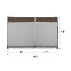 GOF 78"W x 48”/60”/72”H, Straight Line Freestanding Partial Glass Partition Package
