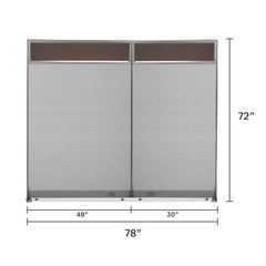GOF 78"W x 48”/60”/72”H, Straight Line Freestanding Partial Glass Partition Package