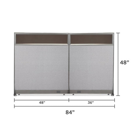 GOF 84"W x 48”/60”/72”H, Straight Line Freestanding Partial Glass Partition Package