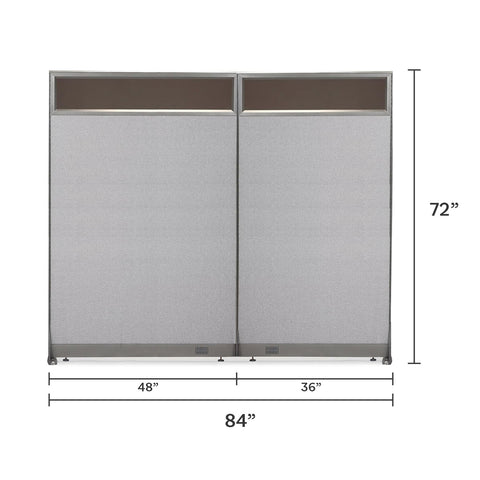GOF 84"W x 48”/60”/72”H, Straight Line Freestanding Partial Glass Partition Package