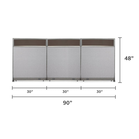 GOF 90"W x 48”/60”/72”H, Straight Line Freestanding Partial Glass Partition Package