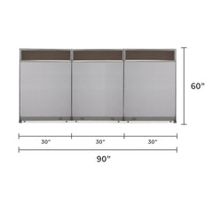 GOF 90"W x 48”/60”/72”H, Straight Line Freestanding Partial Glass Partition Package