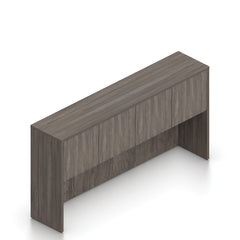 71"x42" Bow Front Desk B/B/F & Credenza Shell with B/B/F & F/F Pedestals, Hutch Added