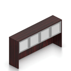 71"x42" Bow Front Desk, Lateral File & Mixed Storage, Hutch Added