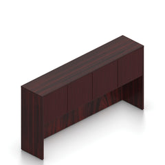 71"x42" Bow Front Desk B/B/F & Credenza Shell with Two Hanging B/F Pedestal, Hutch Added